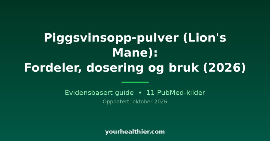 Piggsvinsopp-pulver (Lion’s Mane): Fordeler, dosering og bruk (2026)